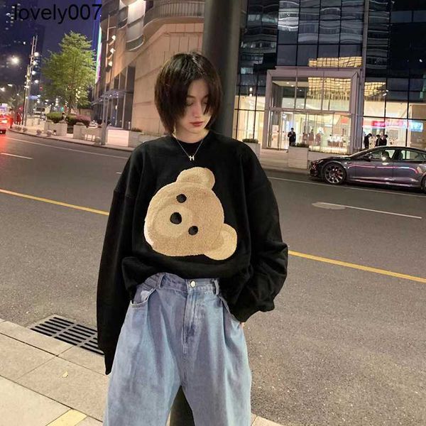 

men's hoodies designer palms sweatshirts brand sweater headless towel embroidered round neck men's women's same correct versi, Black