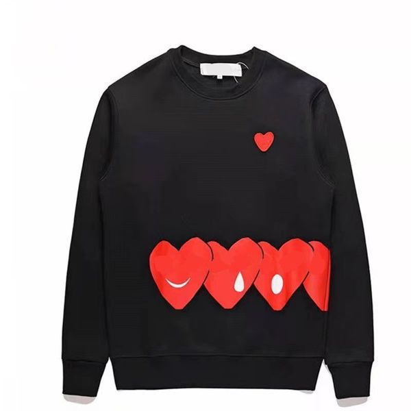 

play designer men's sweatshirts women's hoodie pullover bottoming long sleeve shirt round neck red heart couple loose casual sweat, White;black