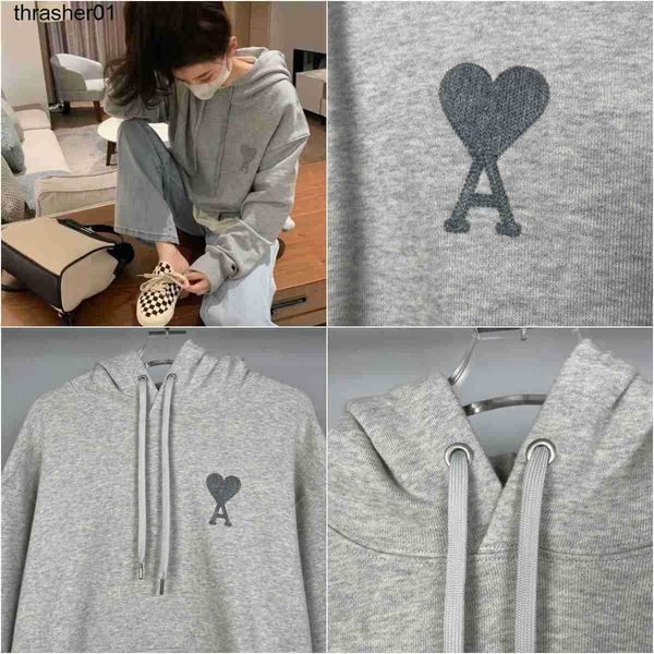 

ami women's hoodies designer sweatshirts am korean embroidery heart fashion streetwear hoodie, Black