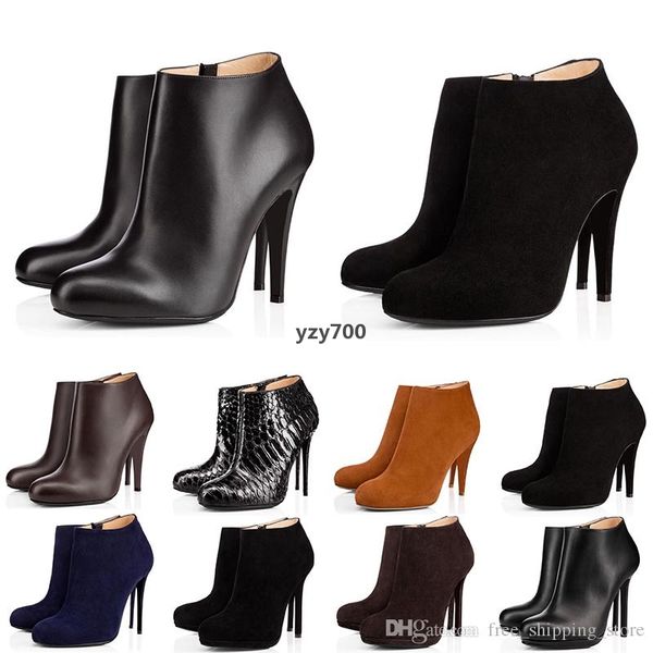 

red bottomed shoe christians red boots women booties high heels 8cm 10cm 12cm black chestnut navy fashion leather winter boot woman sho fjm