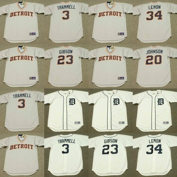 

college wear detroit 3 alan trammell 46 dan petry 23 kirk gibson 34 chet lemon baseball jersey stitched, Black