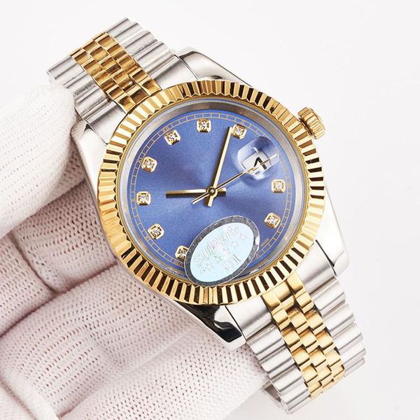 

lady automatic watch aaa wrist watches windup watchs for man gold stainless steel 904l watchs women waterproof luminous folding buckle auto, Slivery;brown