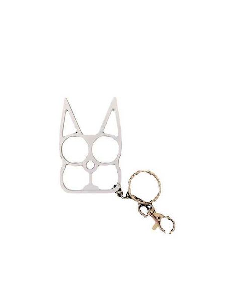 

colors key chain 16 multifunctional self-defense keychains cat cartoon cats finger tiger set two buckle broken windows machine buckle bottle, Silver