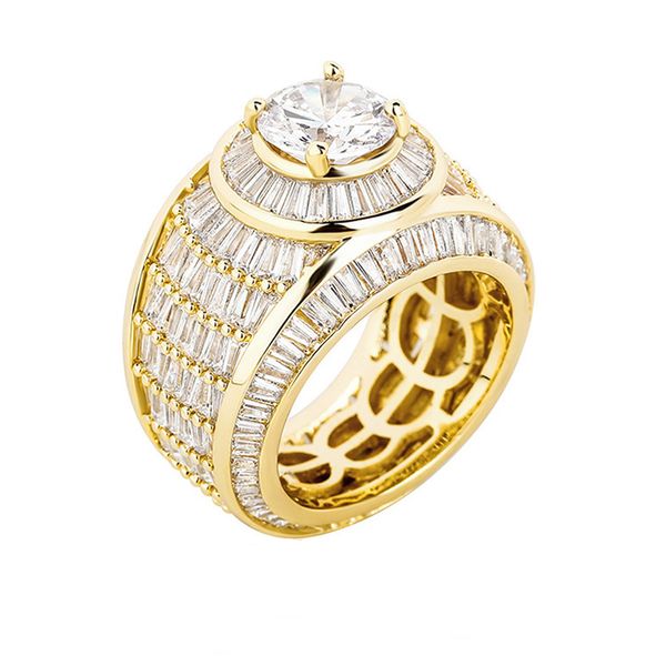 

hip hop casting rings with side stones t crystal zircon men women finger wedding gift, Silver