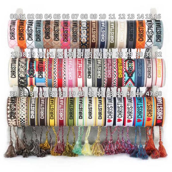 

fashion luxury women's bracelets d brand designer bangle embroidery wrist rope bohemia tassel hand woven bracelet men's girl simpl, Golden;silver