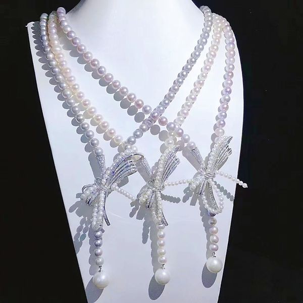 

classic designer women's necklace natural pearl necklace popular mid length sweater chain jewelry in europe and america, Silver