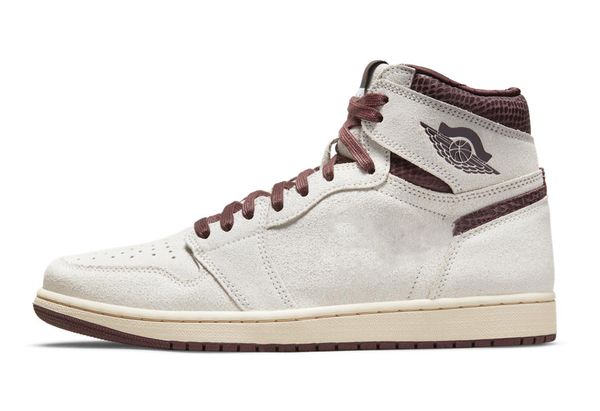 

new authentic basketball shoes 1 high og a ma maniere sail burgundy crush men women outdoor sports sneakers with original box do7097-100