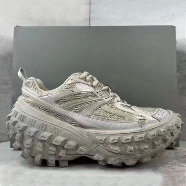 

casual shoe sneakers running shoes brand genuine leather luxury sneaker defender designer man woman thick bottom trainer by fen 003, Black