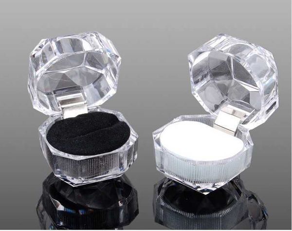

jewelry boxes 30pcs clear plastic acrylic ring box package ring earring wedding packaging l221021, Black;white
