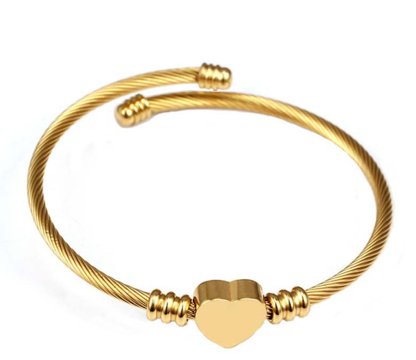 

stainless steel bracelet wire braided heart bracelets cable wires titanium steel hearts, Black