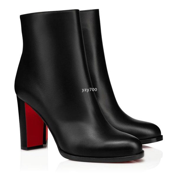 

red bottomed shoe christians luxurys designers cate boot for women ladies red boots chains platform heel women smooth calf leather knee zhi, Black
