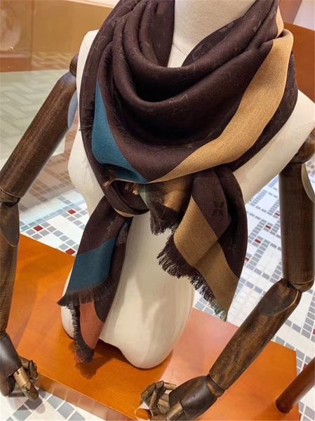 

fashion scarf luxury color thread wool yarn-dyed fashion men's and women's 140cm shawl, Blue;gray