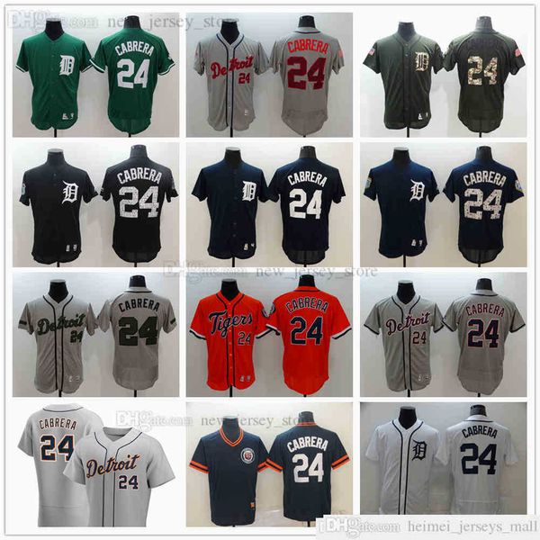 

2021 baseball 24 miguel cabrera jerseys stitched man women kids youth black white grey gray orange blue green blank jersey