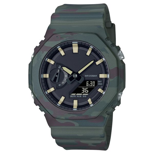 

men's sport quartz digital oak watch removable assembled led automatic hand lamp waterproof world time pu 2100 series, Slivery;brown