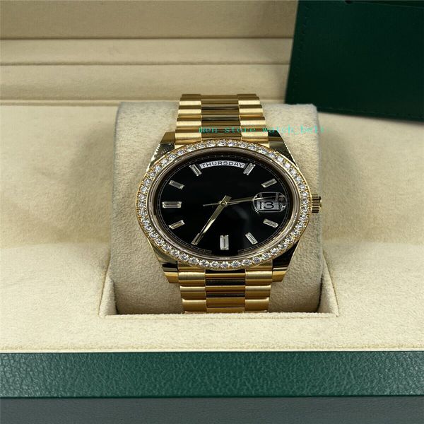 

bp factory men's watch automatic movement automatic 40 yellow gold black diamond dial & bezel 228348rbr, Slivery;brown