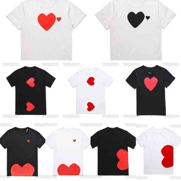 

designer mens play t white eyes big red peach heart embroidery printed commes casual fashion women shirts high quanlity tees, White;black