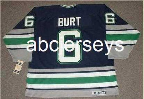 

men vintage #6 adam burt hartford whalers 1995 ccm hockey jersey custom any name number, Black