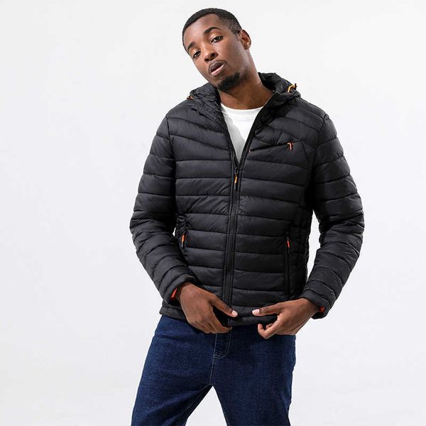 

down cotton jacket men's 2022 winter lightweight large detachable cap hot, Black