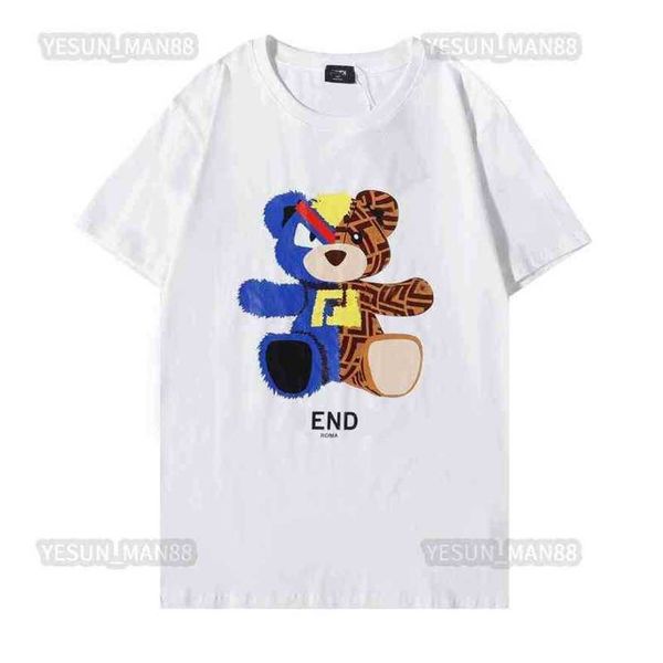 

designer luxury fends classic fende summer t shirt joining together bear ff printed mens and womens couple loose short sleeve tee, White;black