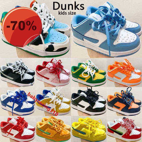 

dunks kids tennis sneakers unc chunky dunky syracuse shadow laser orange valentine's day babys children outdoor running shoes size 26-3, Black