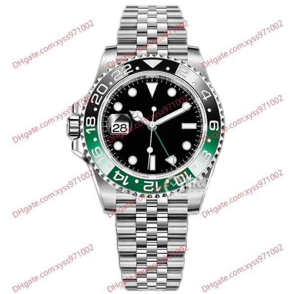 

highquality factory men's watch 2813 automatic 40mm black dial gmt m126720 watches sprite bezel sapphire glass stainless steel strap lu, Slivery;brown