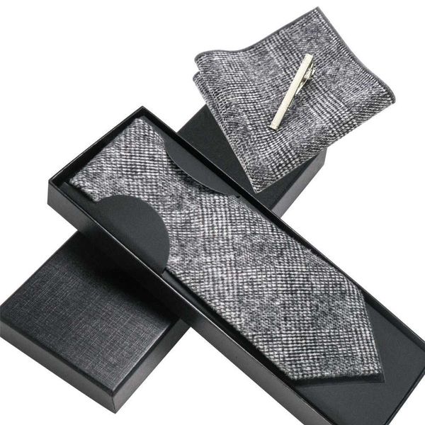 

bow ties eastepic tie sets including clips and handkerchieves wool neckties for men in leisure suits wedding accessories in gift boxes l2210, Black;gray