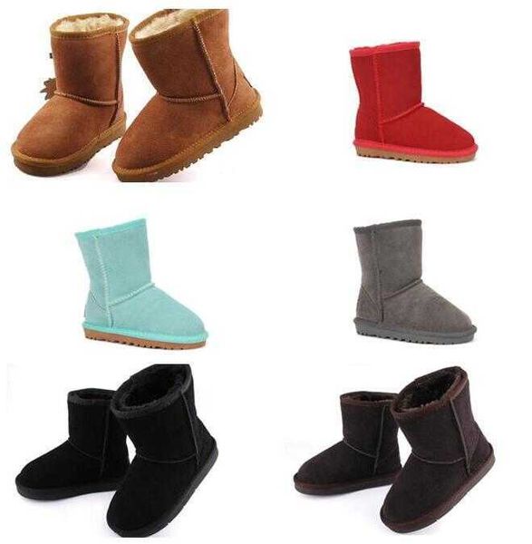 

sheepskin snow boots kid boys girls children baby warm boots with card dustbag nice christmas gift transshipment, Black