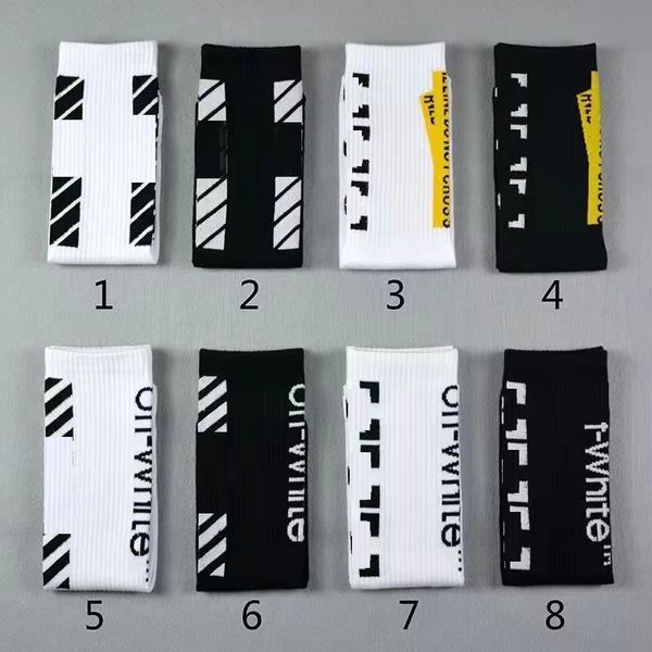 

off fashion designer streetwear socks women men cotton all-match arrow xxx printing breathable black white mixing football basketball sports
