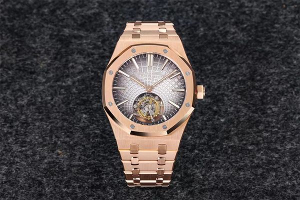 

r8 montre de luxe 26530 men watches 2950 automatic winding tourbillon mechanical movement watches fine steel case strap 41mm / 12.5mm 03, Slivery;brown