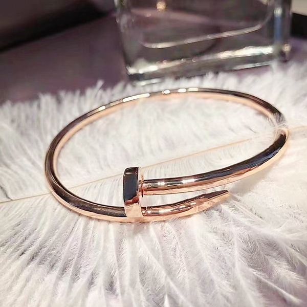 

european and american nail bangle jewelry designer women's bracelet 18k gold couple cuff 316l stainless steel factory, Black