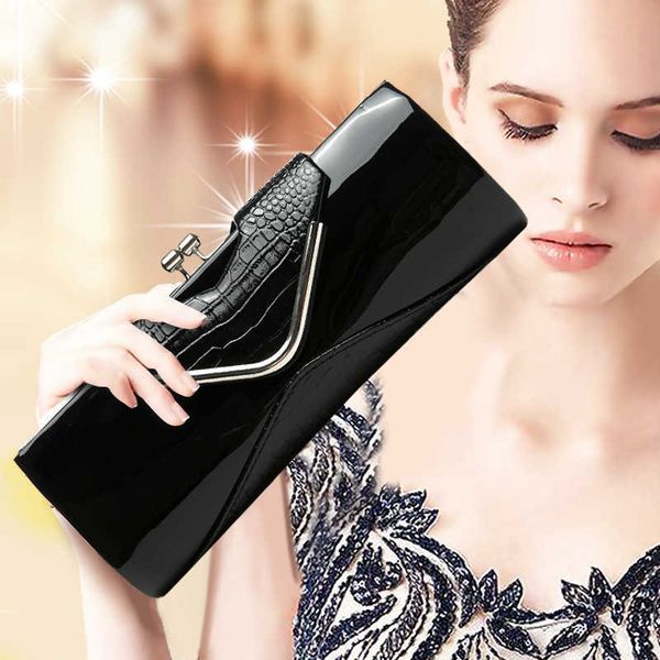 

evening bags excellent quality women clutch ladies bright patent leather bag party chain crossbody handbag lady wallets 221023
