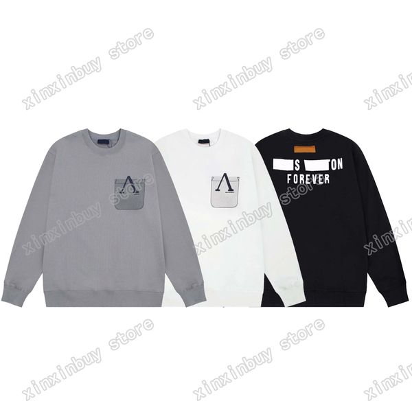 

xinxinbuy men designer hoodie sweater forever letter pocket paris cotton women black white blue purple xs-l, Black;brown