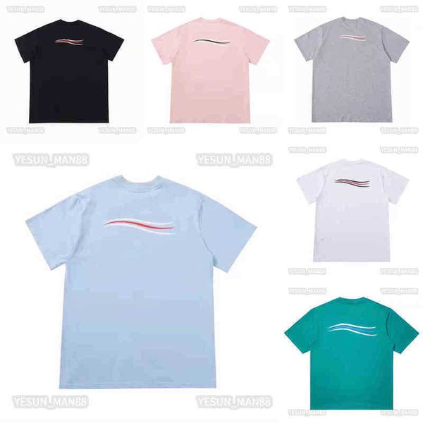 

designer luxury europe america classic summer cola wave label printed t shirt fashion mens and womens couple cotton versatile tees, White;black