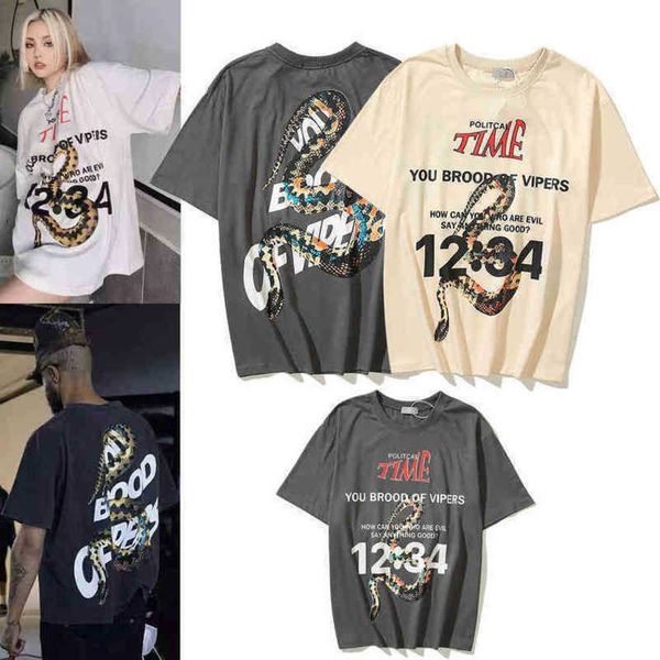 

viper print short sve high street loose casual t-shirt with, White;black