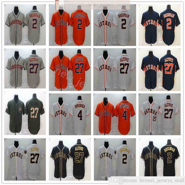 

2021 news season baseball 27 jose altuve jerseys stitched 2 alex bregman 4 george springer white black gold orange gray jersey