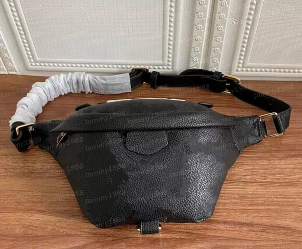 

black and white 5a quality waist bags men women famous chest bag pack embossed old flower sports genuine leather fannypack belly bumbag cros