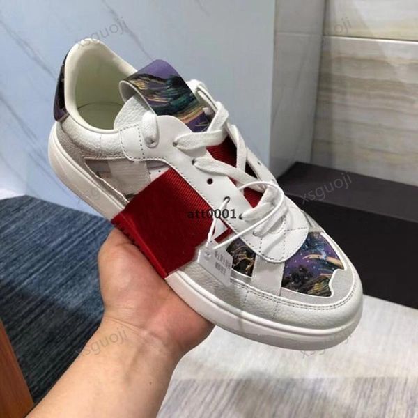 

shoes design suede lace rockrunner camouflage sneakers leather casual mens women flats luxe trainers valentinoe''valentinoity rij, Black