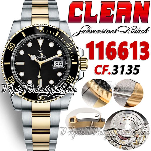 

clean cf116613 sa3135 automatic mens watch 40mm cf v4 two tone yellow gold ceramic bezel black dial stick 904l oystersteel bracelet super ed, Slivery;brown