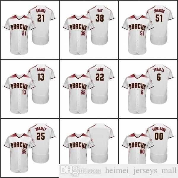 

2021 men #6 david peralta baseball jerseys 51 randy johnson 21 zack greinke ahmed marte lamb custom women youth kid white crimson flex base, Black
