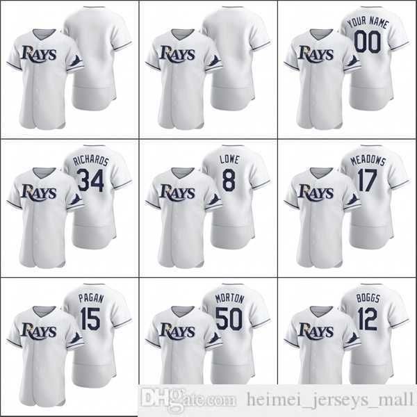 

2021 authentic men #12 wade boggs baseball jerseys 17 austin meadows 4 blake snell 34 trevor richards custom women youth white jersey, Black