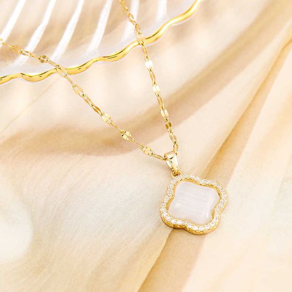 

clover necklace pendant necklaces 18k gold good lucky clover necklace micro pave women wedding jewelry, Silver