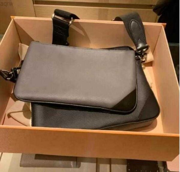 

2022 3pcs/handbags men leather trio messenger bags luxury shoulder make up designer handbag tote man's