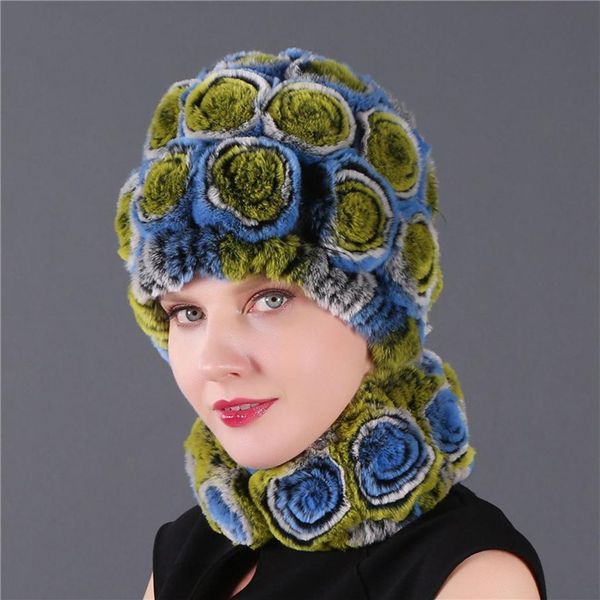 

2-pieces winter beanie hat scarf cap set warm knit hat thick fleece lined winter hat for men women269l dbz, Blue;gray