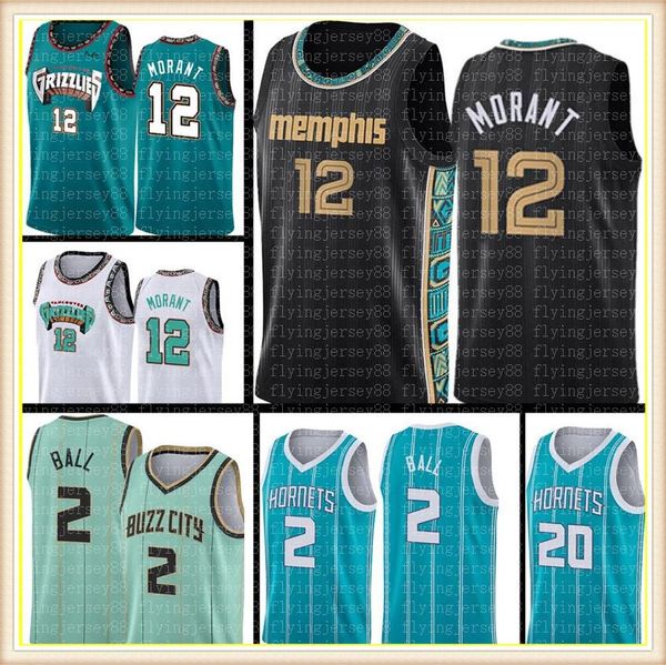 

college wearsja 12 morant jersey mens lamelo 2 ball basketball jerseys gordon 20 hayward jersey green black white grey s