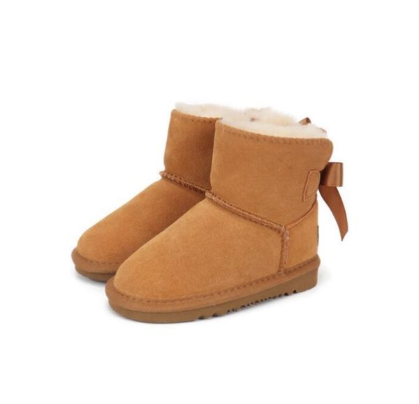 

children shoes girls boots aus classical design u3281 bow baby boys girls kids snow boots soft comfortable sheepskin plush keep warm boots, Black