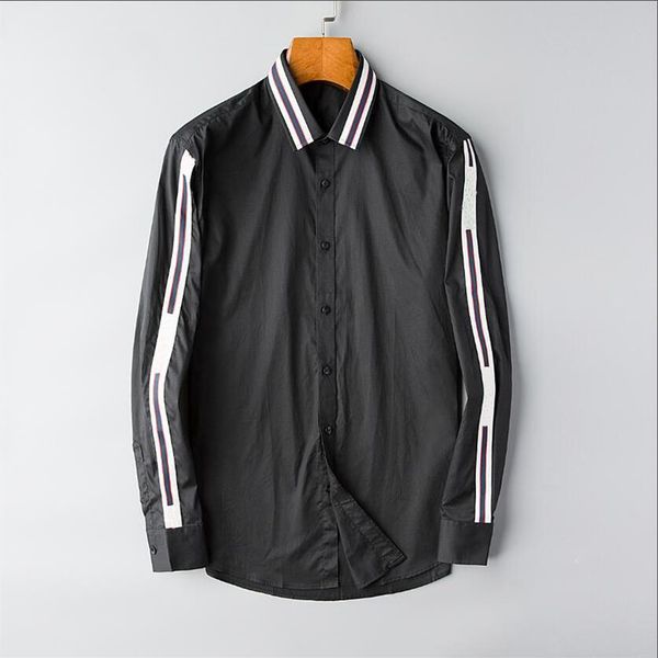 

2021 men's business casual shirt men long sleeve striped slim fit masculina social male t-shirts new fashion man checked #203267u, White;black