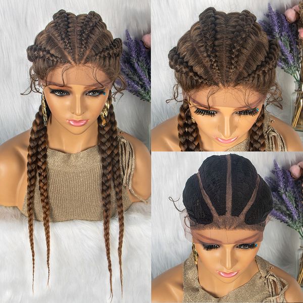 

latest style braided wigs long three braider front lace hair for afro black women