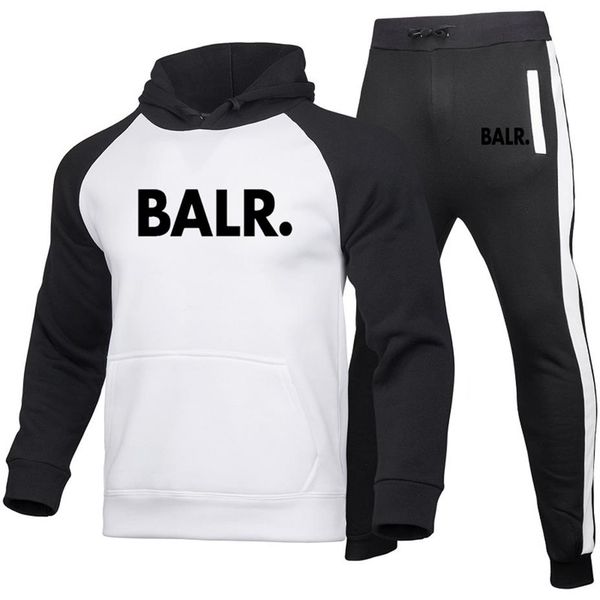 

sports fitness balr- men women set hoodies pants 2 pieces sets autumn winter hooded tracksuit male sportswear gym sudadera hombr237l, Black