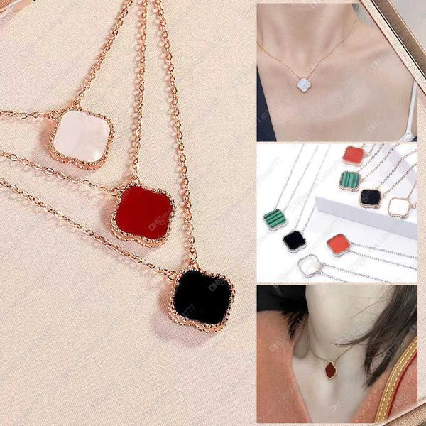 

pendant necklaces four leaf clover necklace designer jewelry set pendant necklaces gold silver mother of pearl green flower womens 18k plate