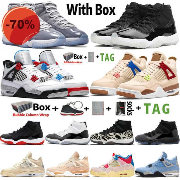 

basketball shoes men sneakers sports trainers cool grey concord bred 2022 with box jumpman 4 4s wild things shimmer mens high og 11 11s 25th